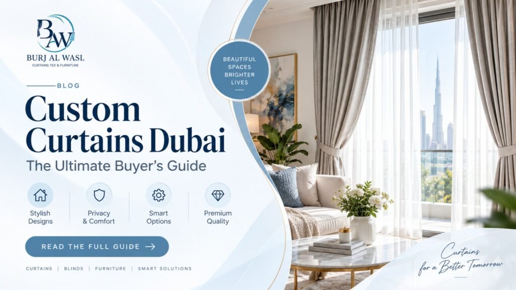 Looking for custom curtains in Dubai? Discover fabrics, styles & installation tips. Burj Dubai Curtains offers free home visits across UAE.