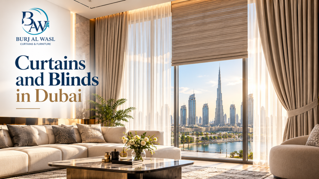 Curtains and Blinds in Dubai with custom styles, blackout, motorized options and professional installation. Explore Burj Al Wasl Curtains today.